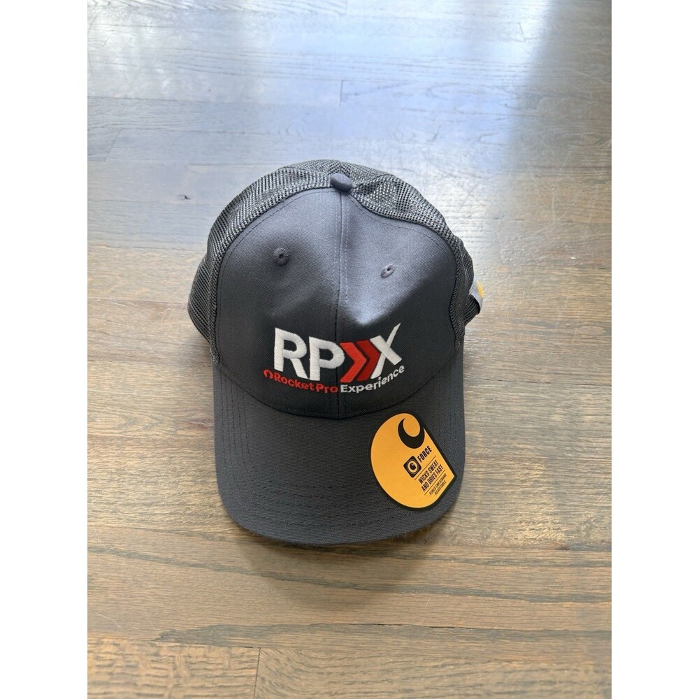 Carhartt Force Gray mesh-back trucker cap (RPX Rocket Pro Experience logo)